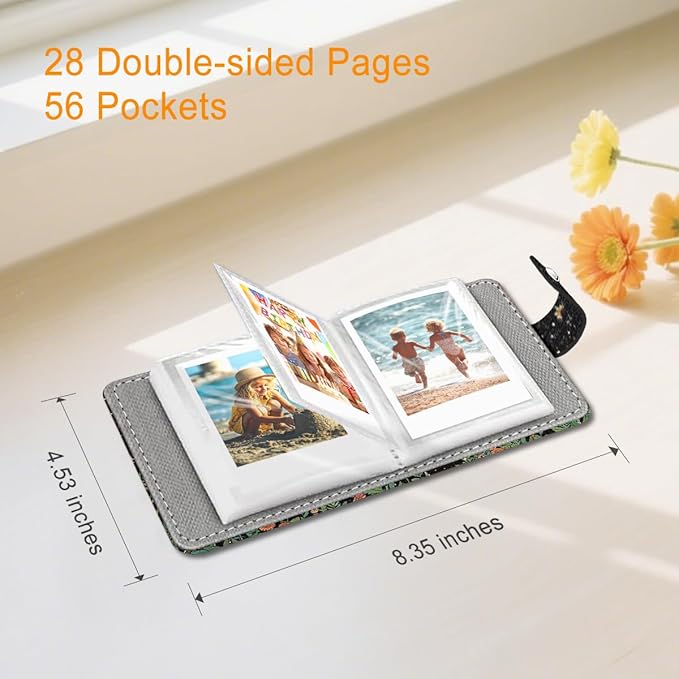 Lebrocoli Skul Lover Mushroom Small Photos Album for 2x3 Inch Films, 56 Pockets Mini Cute Albums Book for Polaroid Fujifilm Instax Mini Instant Camera Printer, Kpop Photocard Pictures Binders Holders