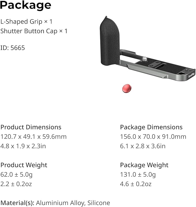 SMALLRIG X-T30 III/X-T30 II/X-T30 L-Shape Grip for FUJIFILM Camera, Built-in Quick Release Plate for Arca, 1/4"-20 Holes, Ergonomic Silicone Handgrip,Shutter Button (Charcoal Silver) - 5665