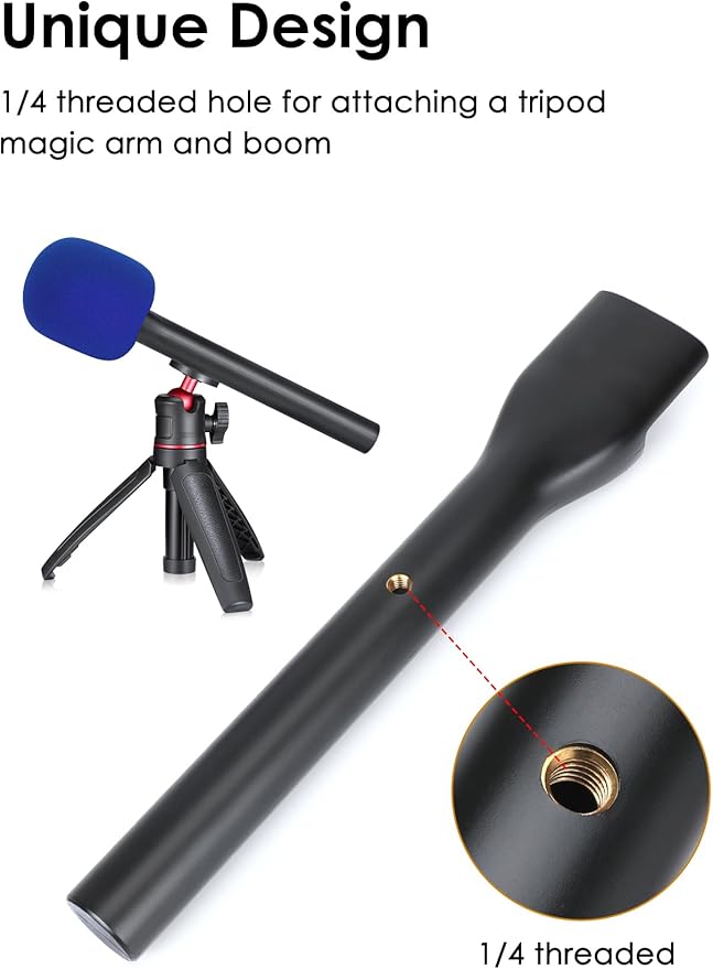 SUNMON Handheld Mic Stand for Rode Wireless Mic with Pop Filter(Blue), Holder for Rode Go 2/Wireless Pro, Interview Microphone Adapter Handheld for Wireless Go/Wireless ME