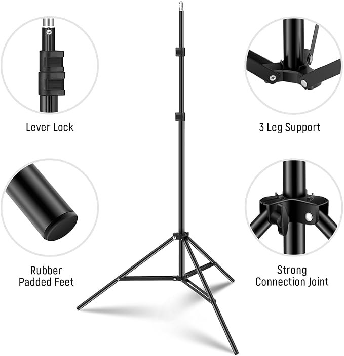 NEEWER Photography Light Stand, 7 Feet / 210cm Aluminum Alloy Photo Studio Tripod Stands for Video, Portrait and Photography Lighting, Reflectors, Soft Boxes, Umbrellas, Backgrounds (2 Pieces)