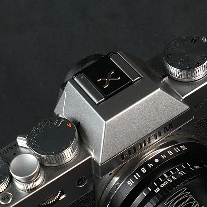 1pcs Camera Hot Shoe Cover Camera Cold Shoe Cap Protector Flash Cover Aluminum Alloy for Fuji X Fujifilm GFX Mount Camera(Black with Silver)
