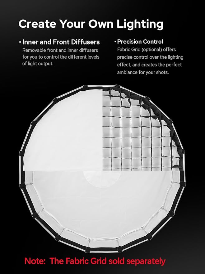 Godox Softbox Godox S85T 85cm/33.5in Quick Release Umbrella Softbox, Bowens Mount with Removable Front and Inner Diffusers for Photography, Live Streaming and Travel