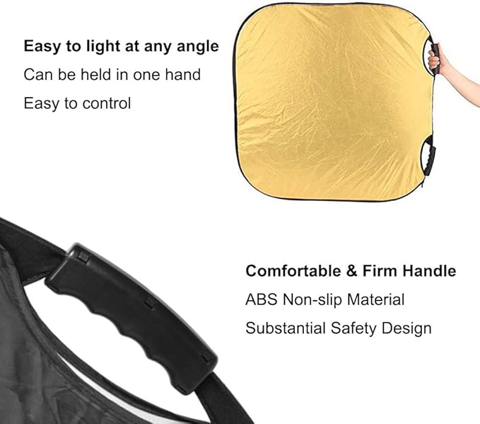 Selens 32 Inch Photography Reflector with Handle, 5 in 1 Collapsible Square Reflectors for Photo Studio Video Outdoor Accessories