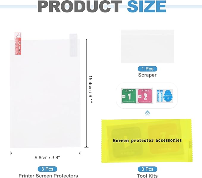 MECCANIXITY 3Pcs 3D Printer LCD Screen Protector, 7.2" Scratch-Resistant Protective Films with Tools Kit and Plastic Scraper for LCD Resin 3D Printers Mars 3