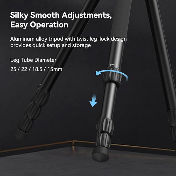 SmallRig CT195 Video Tripod Kit, 73" Camera Tripod with Pan Tilt Fluid Head for Vertical/Horizontal Shooting, Max Load 15kg / 33Ibs for Camcorder, Mirrorless, DSLR - 4307