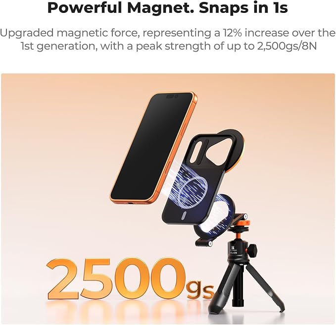 K&F CONCEPT Double-Sided Magnetic Lens Filter Mount Adapter, Compatible with iPhone 17 Pro and 58mm Threaded Filters, iPhone Filter Mount (Filter Not Included)