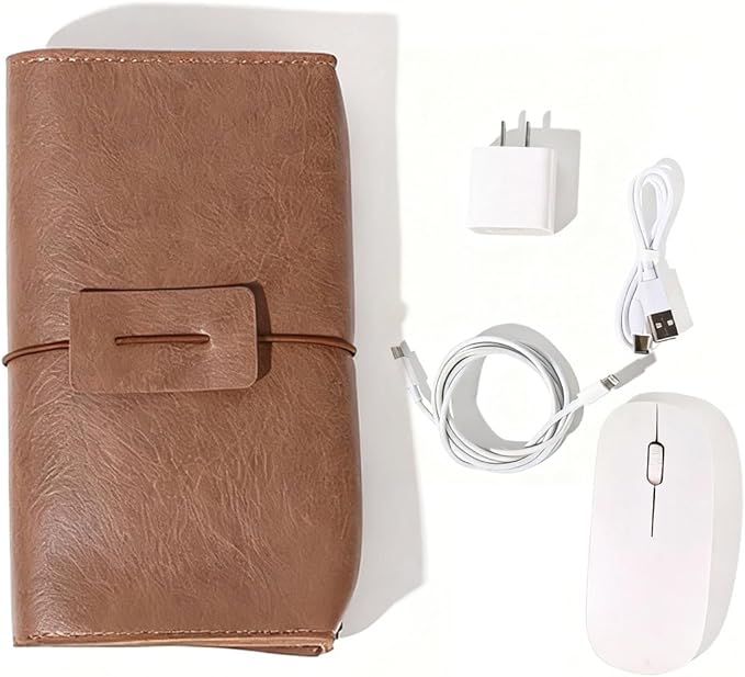 Vintage leather Electronic organizer travel case,cord organizer travel, Leather charger shortage for essentials mouse, adapter, cables (brown with elastic band)