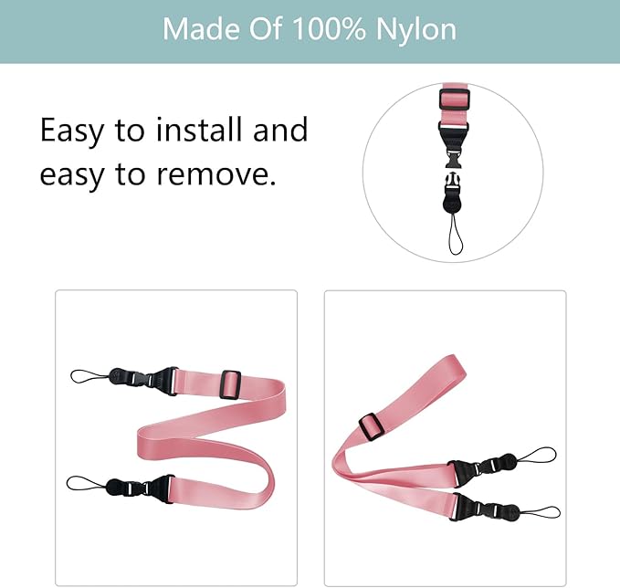 Adjustable Shoulder Strap:Comfortable iPad Strap Nylon Neck Lanyard for iPad/Samsung Tablet Case,Camera Binocular Crossbody Laptop Luggage Bag(Light Pink)