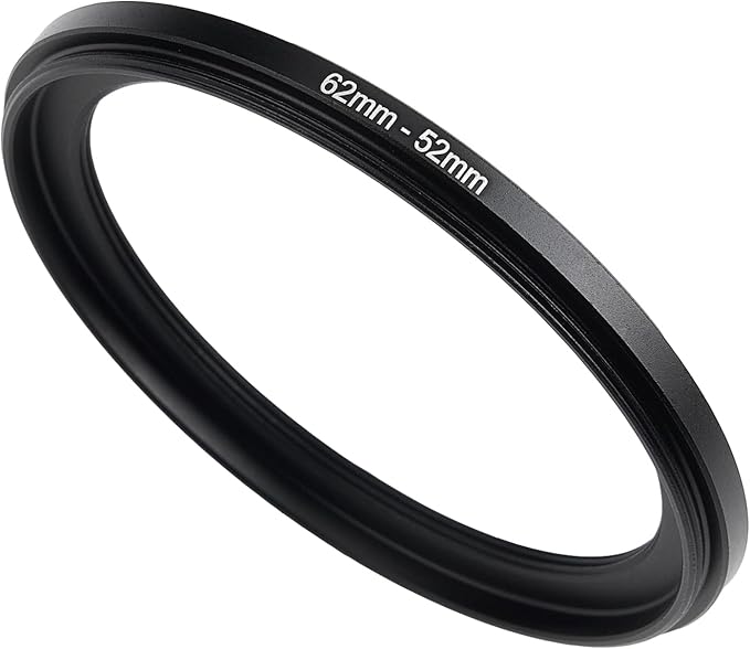 62mm to 52mm Step Down Ring Filter Adapter Applicable to All Brands of UV ND CPL Filter (62mm-52mm)
