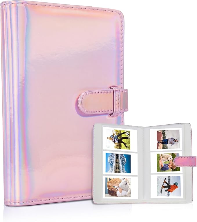 Riosin 108 Pockets Mini Album Compatible with Fujifilm Instax Mini film, Suitable for Instax Mini 12/11/7+/9/Evo/Link 2,2x3"Photo Album for Canon Ivy 2 Printer Kpop Photocard(Magic Pink)
