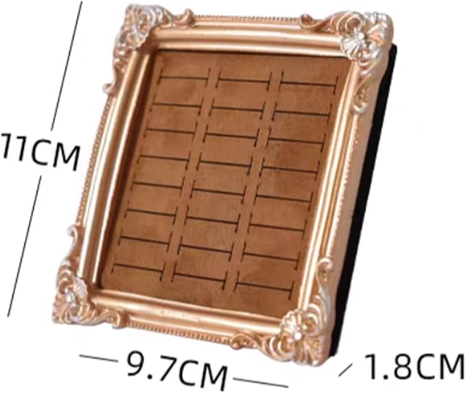 2PCS Jewelry Display Stand Vintage Ring Holder Box Earring Tray Retro Picture Frame Style Ring OrganizerJewelry Frame with Velvet
