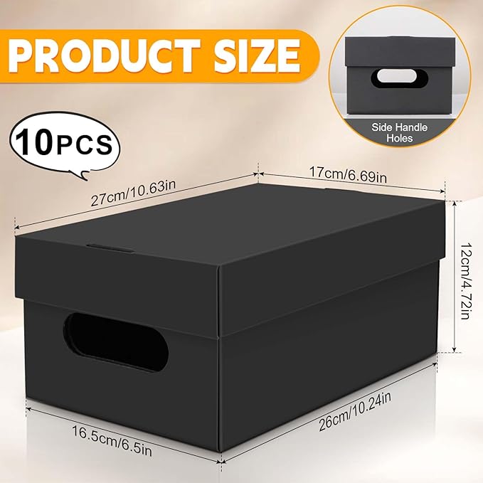 aopule 10PCS Photo Storage Box for 4"x6" Photos,10.2“ x 6.5“ x 4.7“ Picture Box Store and Protect Pictures,Documents Black