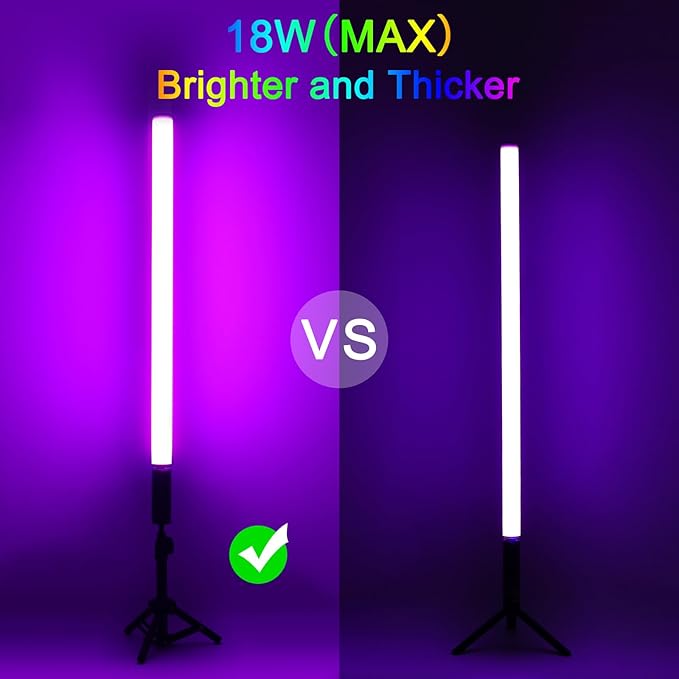 4 Pack RGB Tube Light with Tripod, Battery Powered 18W 4ft LED Video Light, Portable Handheld Color Neon Lights Bar for Photography Studio DJ Dance Photo Booth Lighting Party Lights Stick