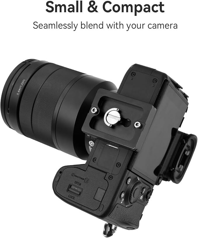 UTEBIT 50mm Arca Swiss Quick Release Plate, Aluminum QR Clamp Adapter Set with 3/8"&1/4" Screw Hole, Built-in Bubble Level Compatible with Manfrotto DSLR Camera Tripod Ball Head Monopod