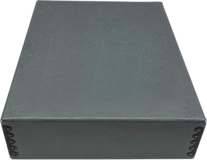 Golden State Art, Archival Storage Box, Acid-Free Drop Front Museum Box with Metal Edge for Storing Artwork Photos Documents Prints Arts And Crafts (Gray-9.75x12.75x3 Inches)