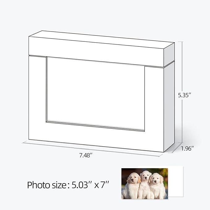 Aiuonenian Photo Storage Box 5x7, Photo Display Boxes for Tabletop, Picture Frame for Couple Photos, Wedding Gift Photo Box Black (2 pack)