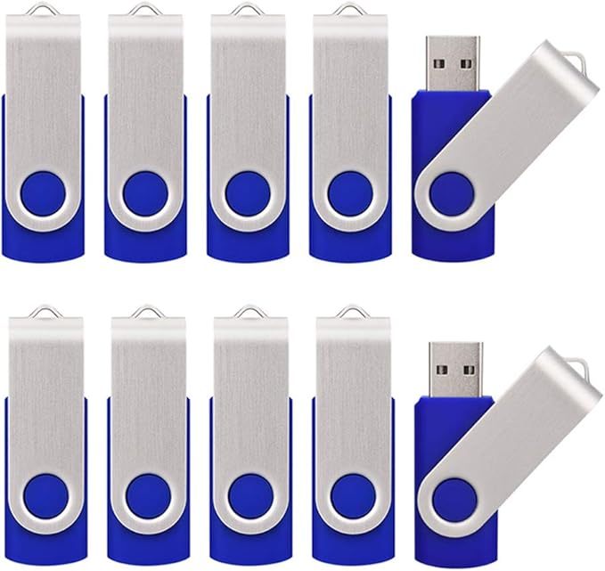 10 Pack USB 2.0 Flash Drives - 32GB Memory Stick - Blue