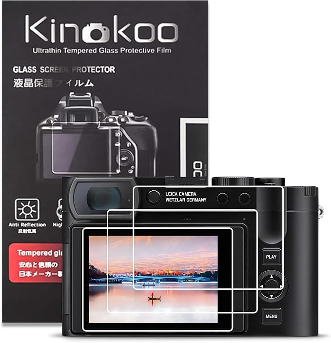 kinokoo Screen Protector for Leica Q3 Q2 Camera, 0.25 mm 9H Hardness Tempered Glass Film with High Clarity for Lecia Q2/Q3 LCD Screen Accessories- Anti-Scratch & Easy Installation (3 packs)