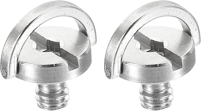 PATIKIL 1/4-20 Thread 12mm Length D-Ring Stainless Steel Camera Fixing Screws, 2 Pack D Shaft Quick Release Plate Screw for Camera Tripod/Monopod, Silver