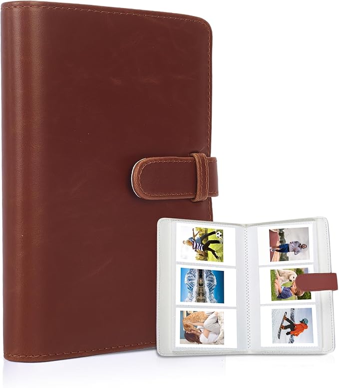 Riosin 108 Pockets Mini Album Compatible with Fujifilm Instax Mini film, Suitable for Instax Mini 12/11/7+/40/9/Evo/Link 2, 2x3"Photo Album for Canon Ivy 2 Printer Kpop Photocard (Brown)