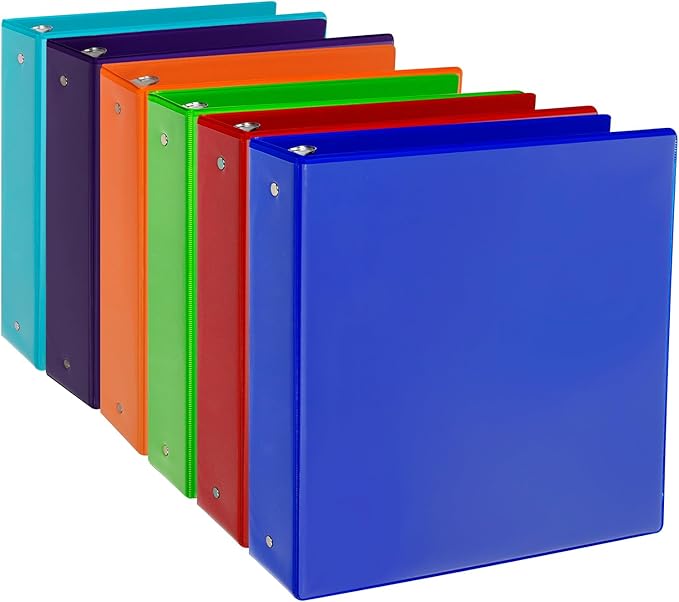 CIXILDTS 1.5-inch Round Ring Binder, Durable 1-1/2" 3 Ring Binder Fit Letter Size Paper, Assorted, 6-Pack