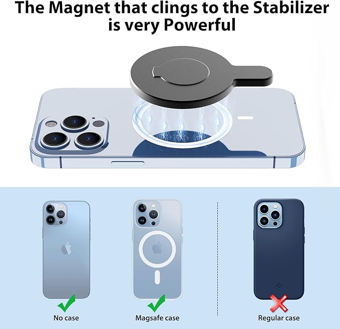OM Magnetic Phone Mount for DJI Osmo Mobile 8/7P/OM 7/OM 6/SE/OM 5/OM 4 SE/OM 4 Magsafe Quick-Release Adapter Magnet Clamp Clip, Mounting for Video Photo Shooting Phone DJI Gimbal Accessories