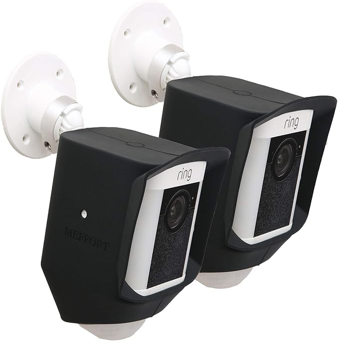 Silicone Skin Case Cover Compatible with Ring Spotlight Cam Battery or Solar (1st Generation), Offer Sun Glare UV Weather Protection & Disguise Spot Light Security Camera (2 Pack, Black)