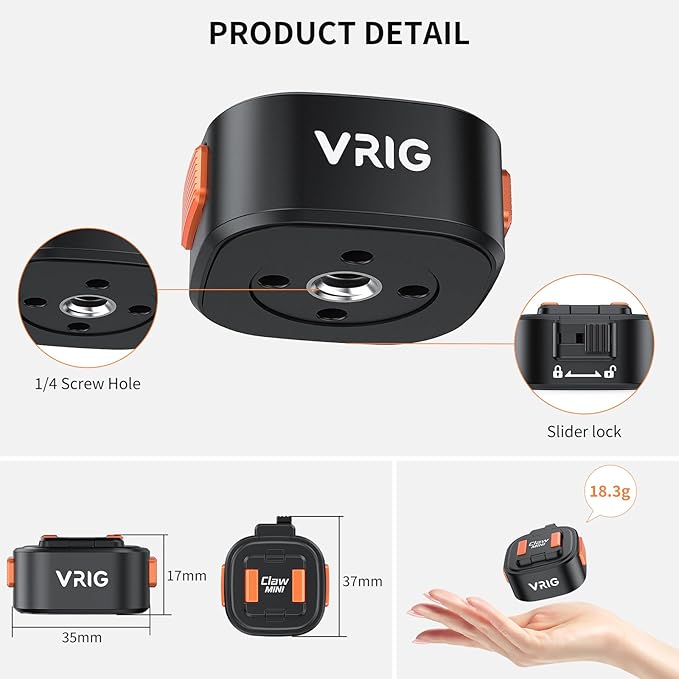 VRIG Camera Tripod Quick Release Plate Universal Mount Magnetic Base Adapter with 1/4 Screw Hole, Suitable for Claw Mini Series (1/4 Base)