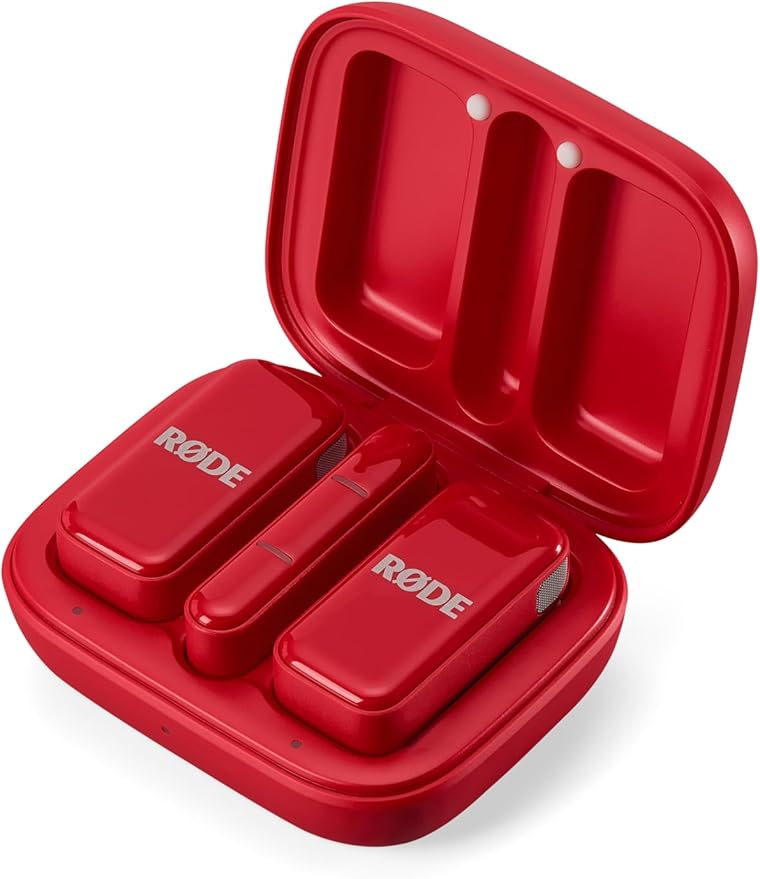 RØDE Wireless Micro - Compact Wireless Microphone, Two Mics with Charge Case for Smartphone Content Creation - USB-C, Red