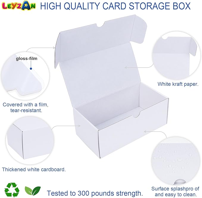 Trading-Card Storage Box, 4-Pack • 400 Count Corrugated Cardboard Storage Box with dividers & labels for TCG/Magic/Mtg Storage and Collection, Horizontal