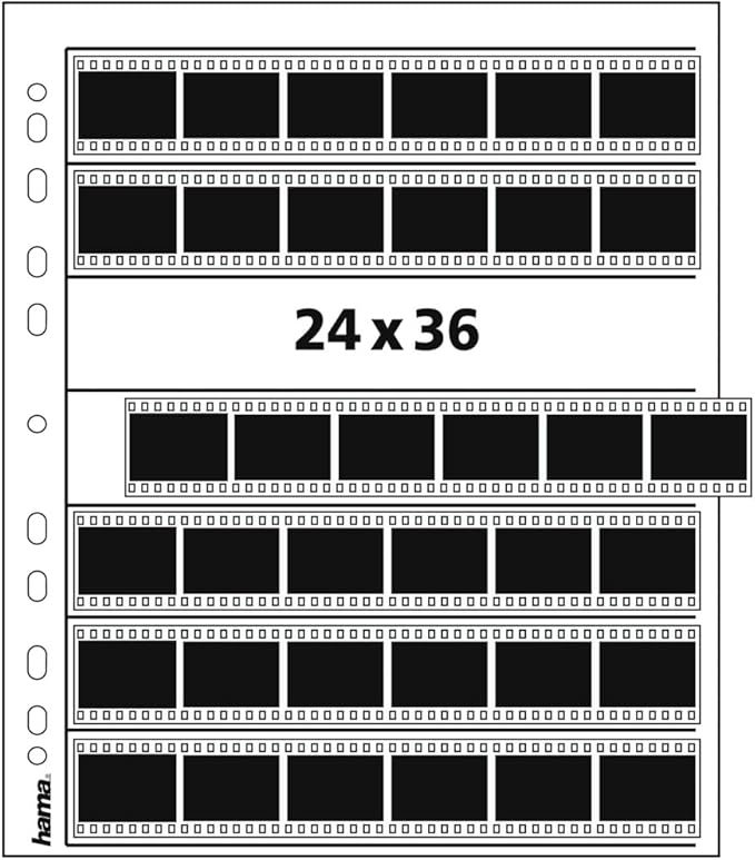 Hama 2250 Negative File Storage Sleeves, Each Holding 7 Strips of 6 (24 x 36 mm) Frames, Glassine (Pack of 25)