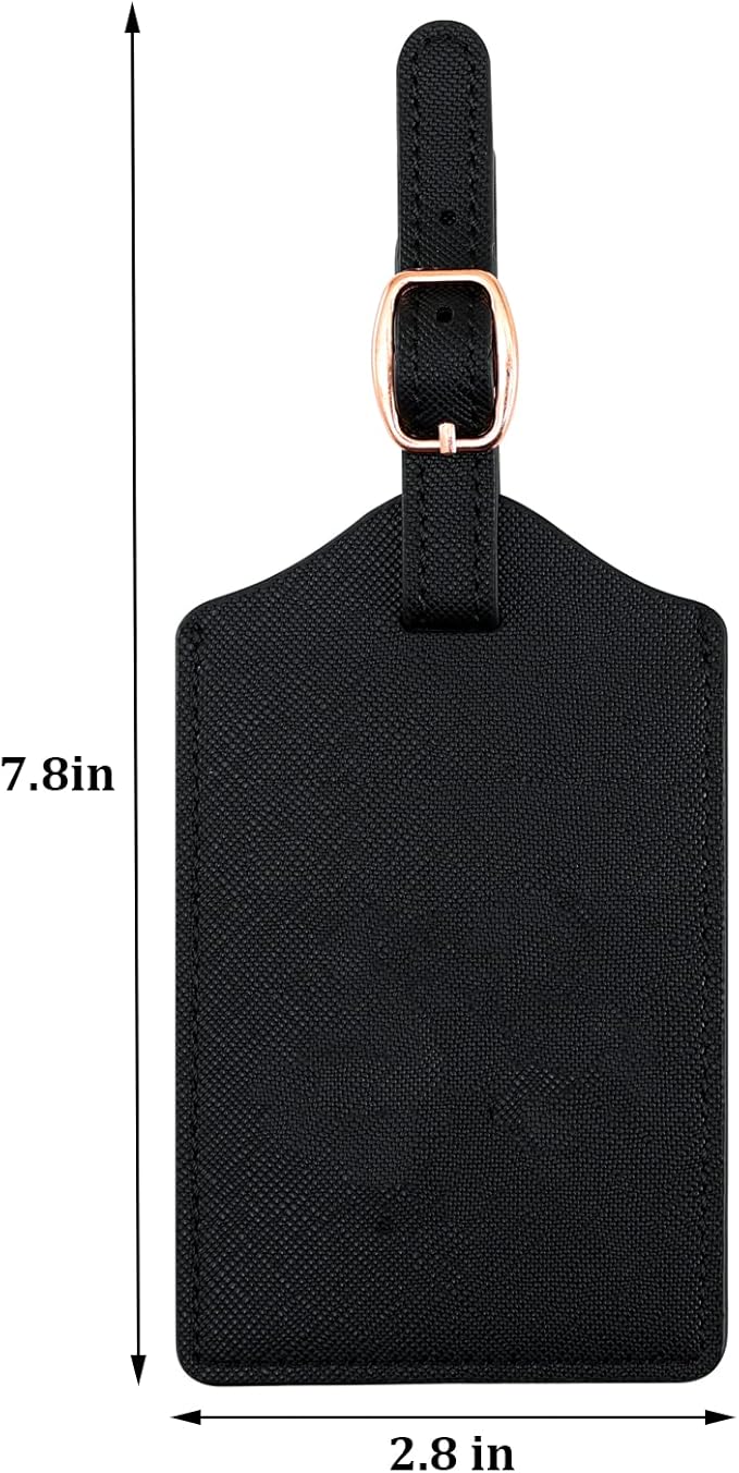 2 Pcs Initial Monogrammed PU Leather Embroidered Luggage Tags for Suitcases & Bags (M)