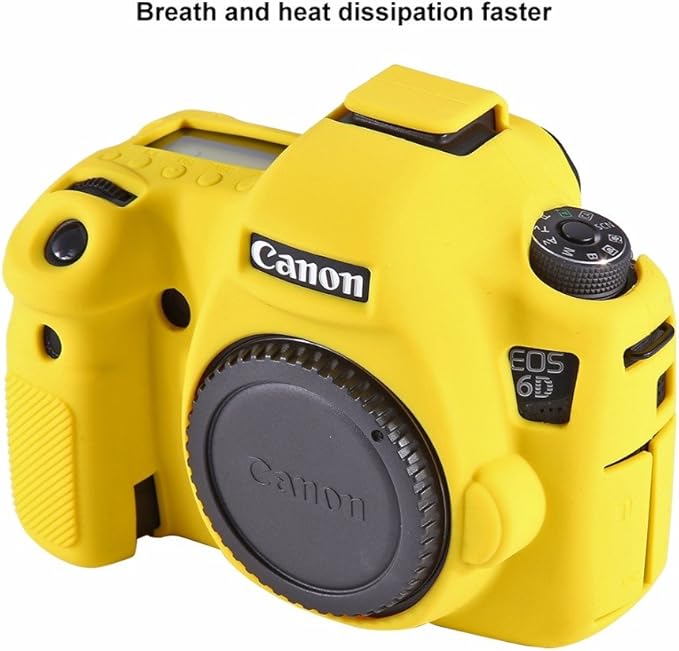 Professional Secure Silicone Camera Cases Bag Housing Rubber Body Skin for Canon EOS 6D Digital SLR Camera Protective Case (Yellow)