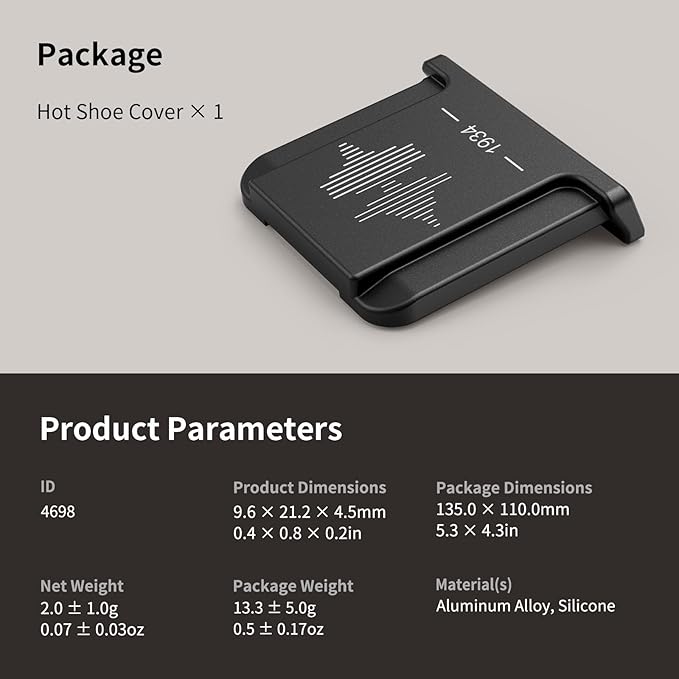 SmallRig Hot Shoe Cover for FUJIFILM X100VI X100V X-E5 X-T4 X-T50 X-T5 X-T30ii X-T3 X-E4 X-S20 X-S10 X-Pro3 X-H2s X-H2 GFX100S GFX100 II GFX50SII, Black