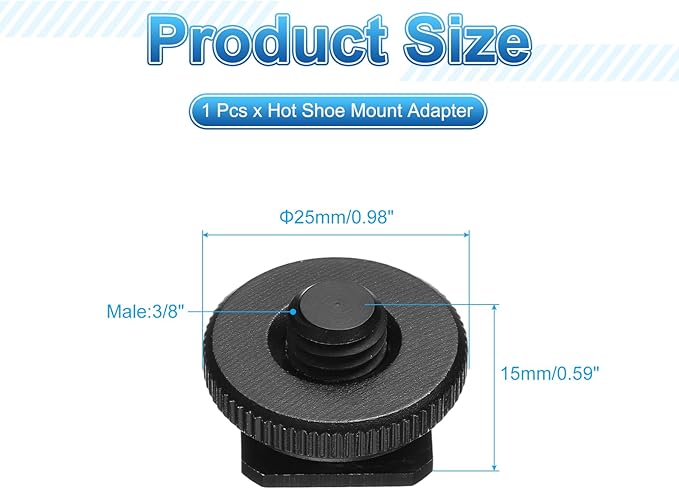 PATIKIL Hot Shoe Adapter 3/8" Male, 1 Pcs Hot Shoe Mount Adapter Camera Mount Screw Camera Video Light Converter for Microphone Holder Accessories 0.59x0.98x0.98 Inch