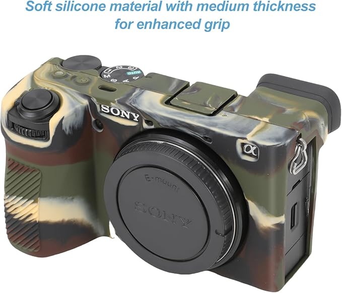 Pocoukate Case for Sony Alpha 6700 Camera, Soft Silicone Protective Cover Skin with A6700 Screen Protector Accessories for Sony Alpha 6700 Camera Silicone Case - Camouflage
