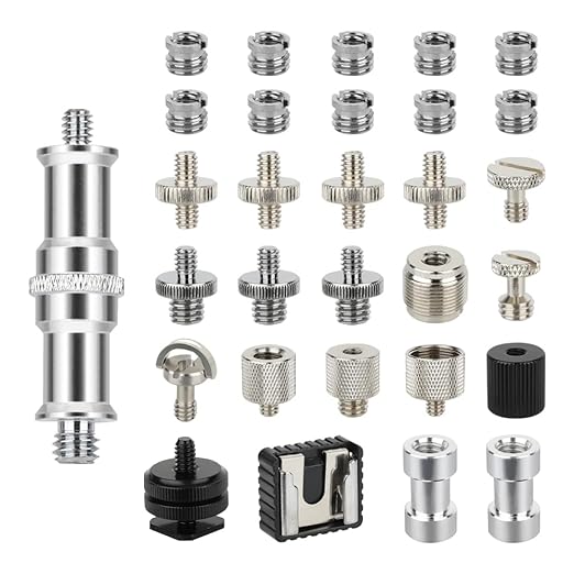 CAMVATE 30PCS Camera Screw Mount Set 1/4 to 1/4,1/4 to 3/8,1/4 to 5/8,1/4 & 3/8 Camera Mount Adapter for Tripod/Monopod/Microphone/Flash Light/Quick Release Plate Converter Screws Adapter