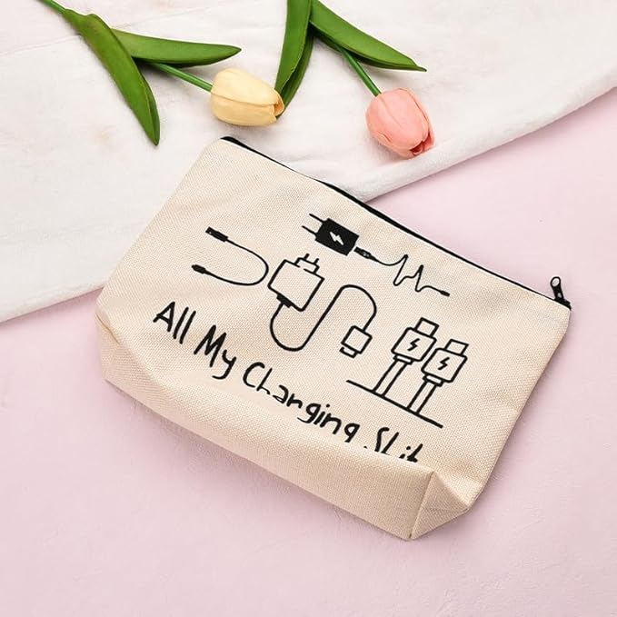 ShiQiao Spl Charging Cable Organiser Bag for Travel Backpack Accessories Funny Makeup Bag Gifts for Women Men Birthday Christmas Gift for Daughter Friend Charger Organiser with Zipper Toiletry Pouch