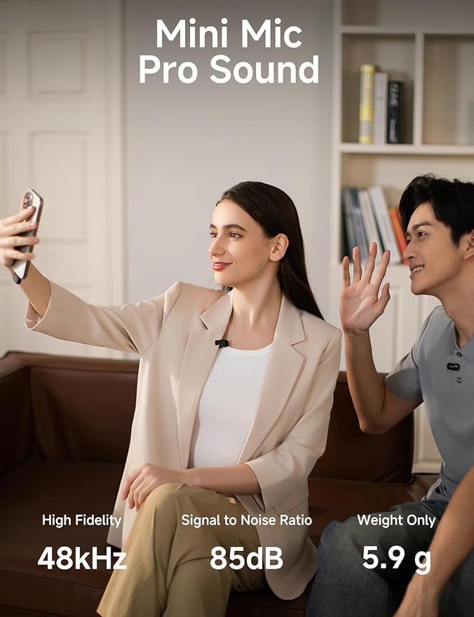 MAONO Wave T1 Mini Wireless Lavalier Microphone for iPhone 17 16 15 & Android with USB-C Plug, Noise Cancellation, AI Voice Filter, 30H Used with Charging Case for Video Recording Vlogging Podcast