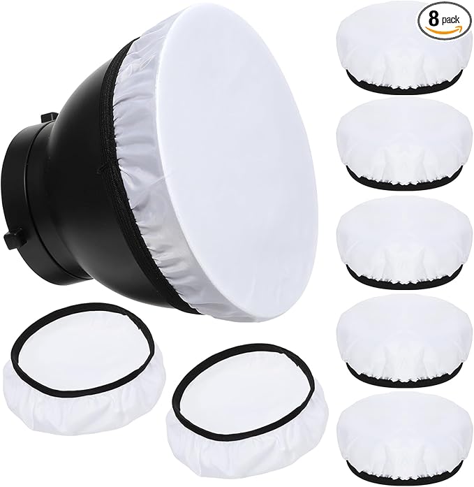 7"/18cm Light Diffuser,Soft Diffuser Lamp Cover White Lamp Shade Diffusers,Great for Studio Strobe Reflectors, Video Shooting (8Pcs)