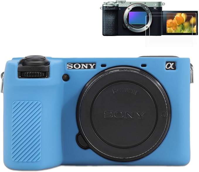 Pocoukate Case for Sony Alpha 6700 Camera, Soft Silicone Protective Cover Skin with A6700 Screen Protector Accessories for Sony Alpha 6700 Camera Silicone Case - Blue