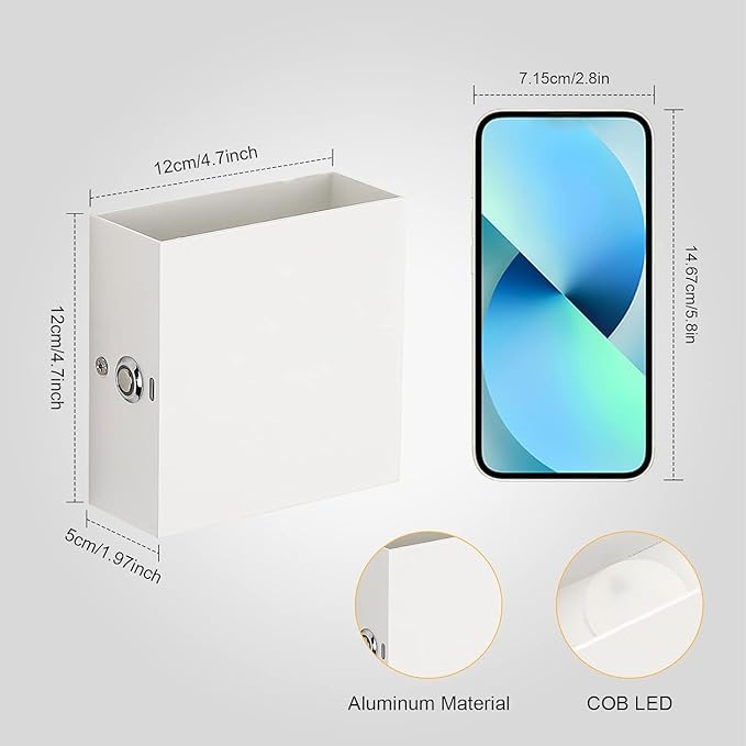 Lightess Rechargeable Wall Sconce Set of 2 with Touch Switch, Dimmable Indoor Wall Lights Battery Powered for Hallway, Warm White, LG9939113