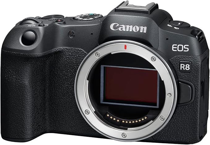 Canon EOS R8 Mirrorless Camera Body, Full‑Frame CMOS Sensor, 24.2 Megapixels, 4K 60p Video, Dual Pixel Autofocus II, Lightweight Camera for Content Creation, Photography and Vlogging, Black