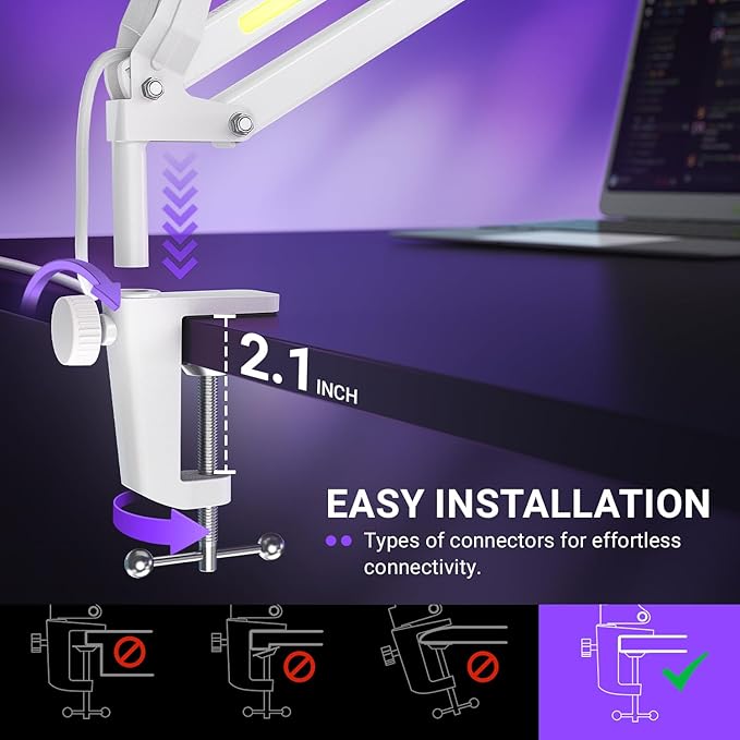 FIFINE Microphone Boom Arm, Heavy Duty Mic Arm with Controllable RGB Light,C-Clamp,Gaming Desktop Mic Mount Capacity for AM8,Studio Podcasting,Recording,Gaming,Streaming-BM38W