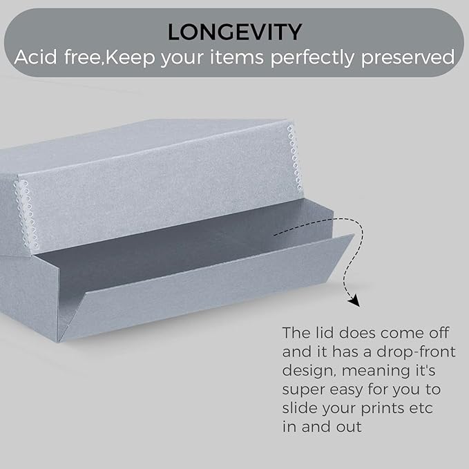 Lineco, Archival Storage Box, Museum Preservation Organizer with Drop Front Design, Acid-Free with Metal Edge, Preserves Picture Longevity, Photos, Documents, Crafts, DIY, 9x12, Pack of 2