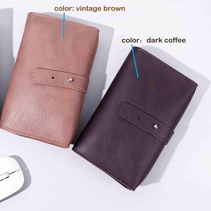 Vintage PU leather Electronic organizer travel case,cord organizer travel, Leather charger shortage for essentials mouse, adapter, cables (Dark coffee)