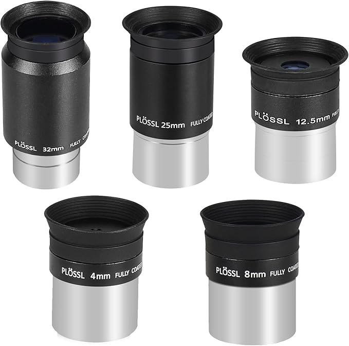 CelticBird 1.25'' Telescope Eyepiece Kit with 5 Plossl Eyepieces 4mm/8mm/12.5mm/25mm/32mm Fully Multicoated Optical Lens Metal Construction Fit for 1.25inch Astronomic Telescope and Astronomy Filters
