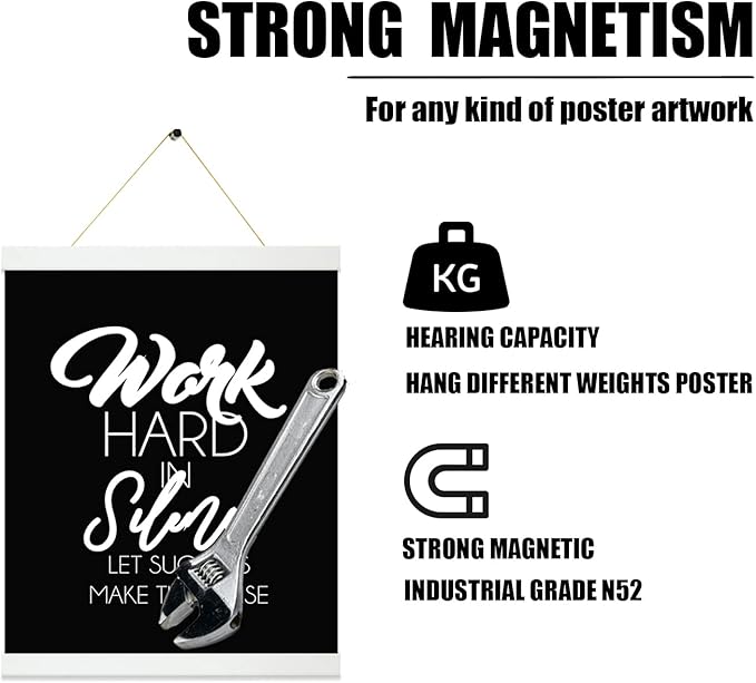 YK Artwood Picture Frame, 16 inch White Magnetic Poster Hanger, 3 Pack, for Wall Art Pictures Photos Prints Maps, Damage Free, Wide Compatibility, Wood Grain Finish