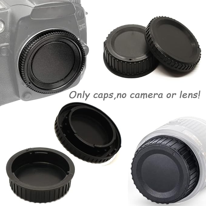 Rear Lens Cap and Front Body Cap for Nikon D850 D7500 D3500 D5600 DSLR with AF,AF-S,AF-P Lenses，Replaces Nikon BF-1B Cap and Fire Rock Hot Shoe Cover with Bubble Spirit Level(2+2+2 Pack)