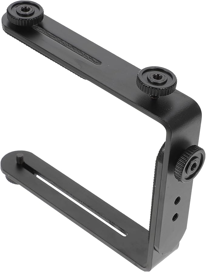 OSALADI Dual Shaped Metal Bracket for DSLR Camcorder Flash Light Holder Photography Accessory with Matte Non Slip Surface for Portrait and Landscape Shots